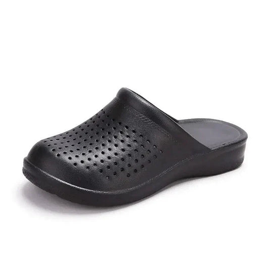 Perforated Work Wedge Slippers with Arch Support