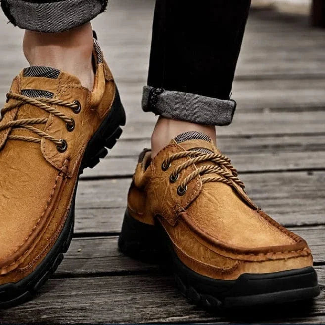 Rugged Leather Lace-Up Mens Shoes for Knee Pain – view 3
