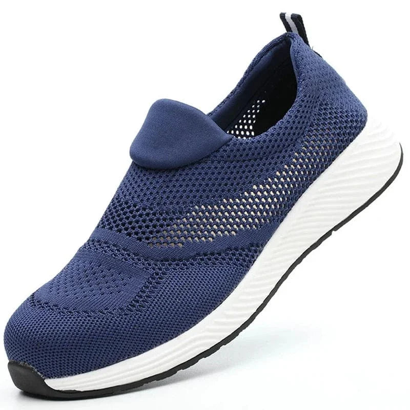 Blue Steel Toe Orthopedic Shoes with Arch Support for Men
