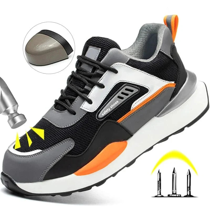 Steel Toe Arch Support Safety Shoes with White Stripes – view 2