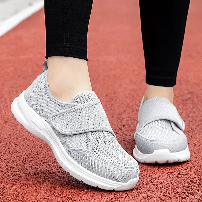 Gray Hook-and-Loop Womens Shoes for Swollen Feet – view 3