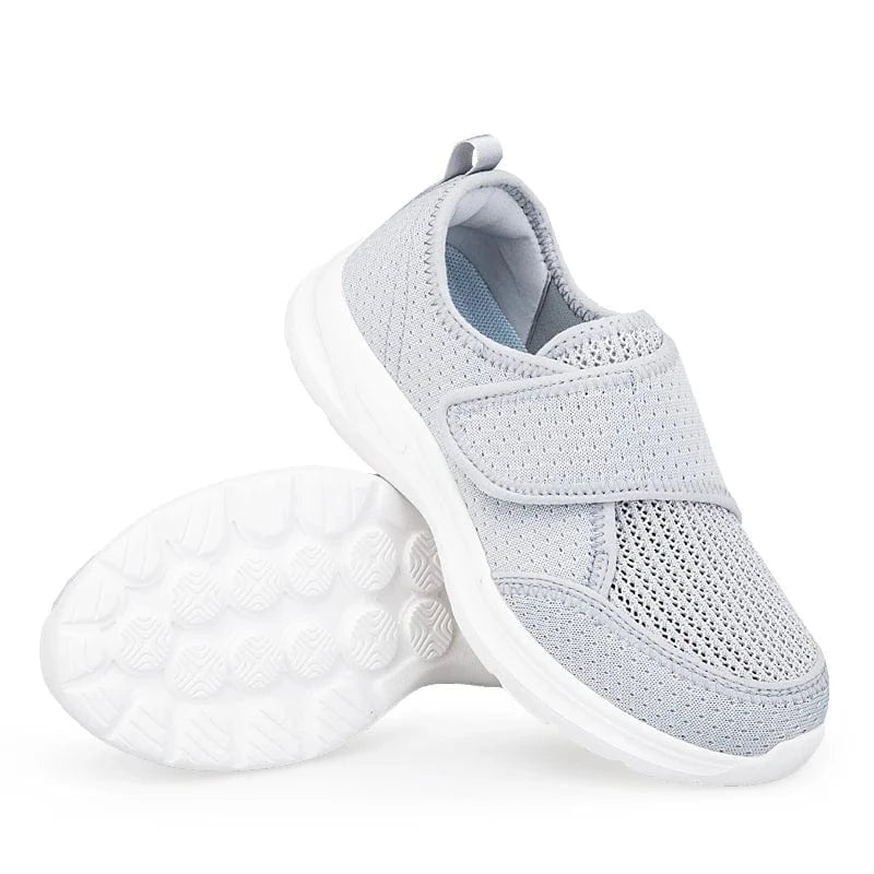 Gray Hook-and-Loop Womens Shoes for Swollen Feet