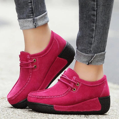 Red Suede Lace-Up Arch Support Shoes for Women – view 2