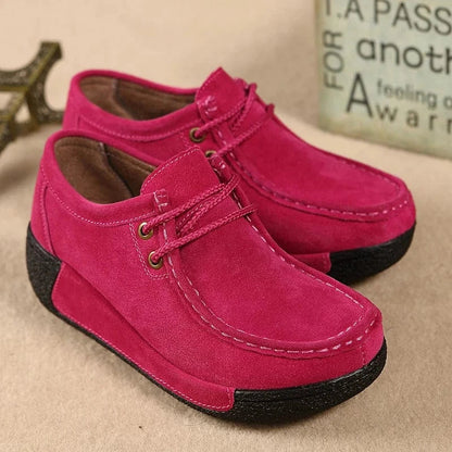 Red Suede Lace-Up Arch Support Shoes for Women – view 4