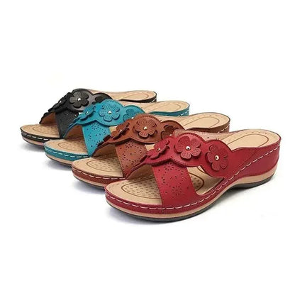 Floral Cutout Vegan Leather Orthopedic Slides for Women – view 6