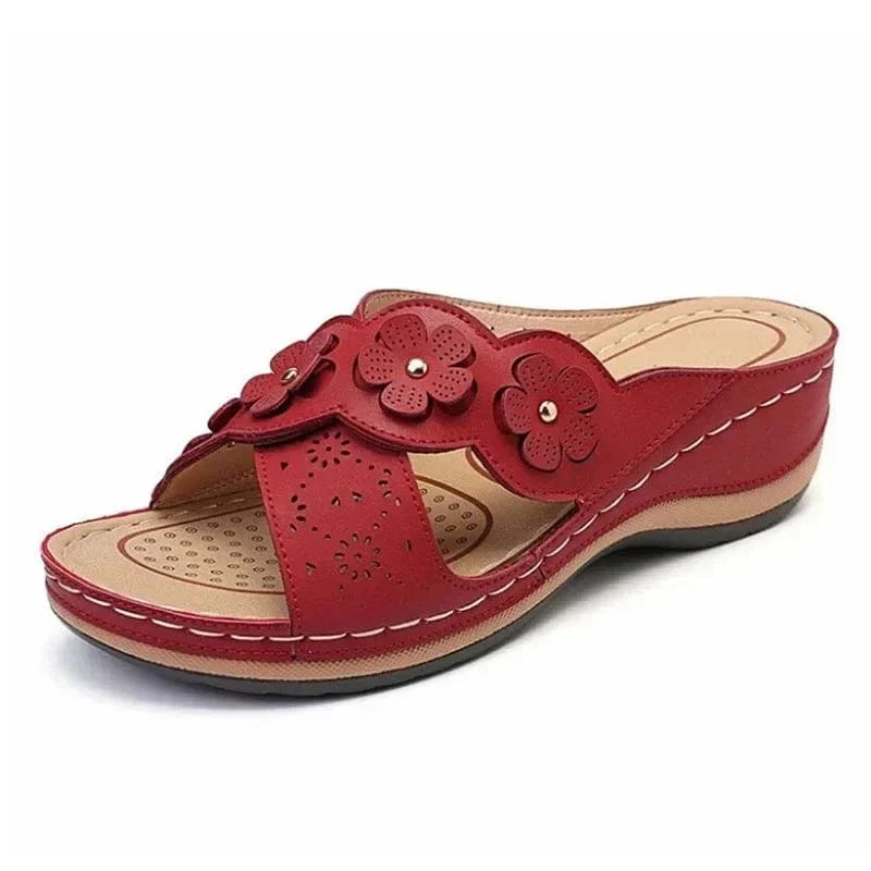 Floral Cutout Vegan Leather Orthopedic Slides for Women – view 7