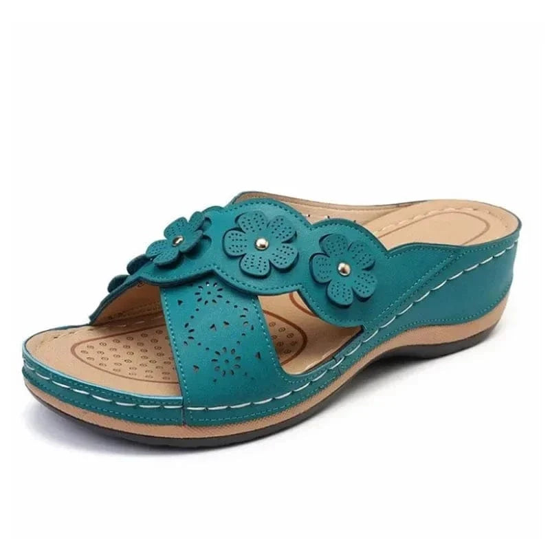 Floral Cutout Vegan Leather Orthopedic Slides for Women – view 9