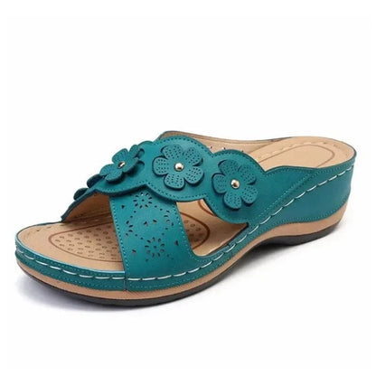 Floral Cutout Vegan Leather Orthopedic Slides for Women – view 9