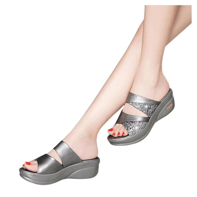 Metallic Orthopedic High Heel Slides for Women