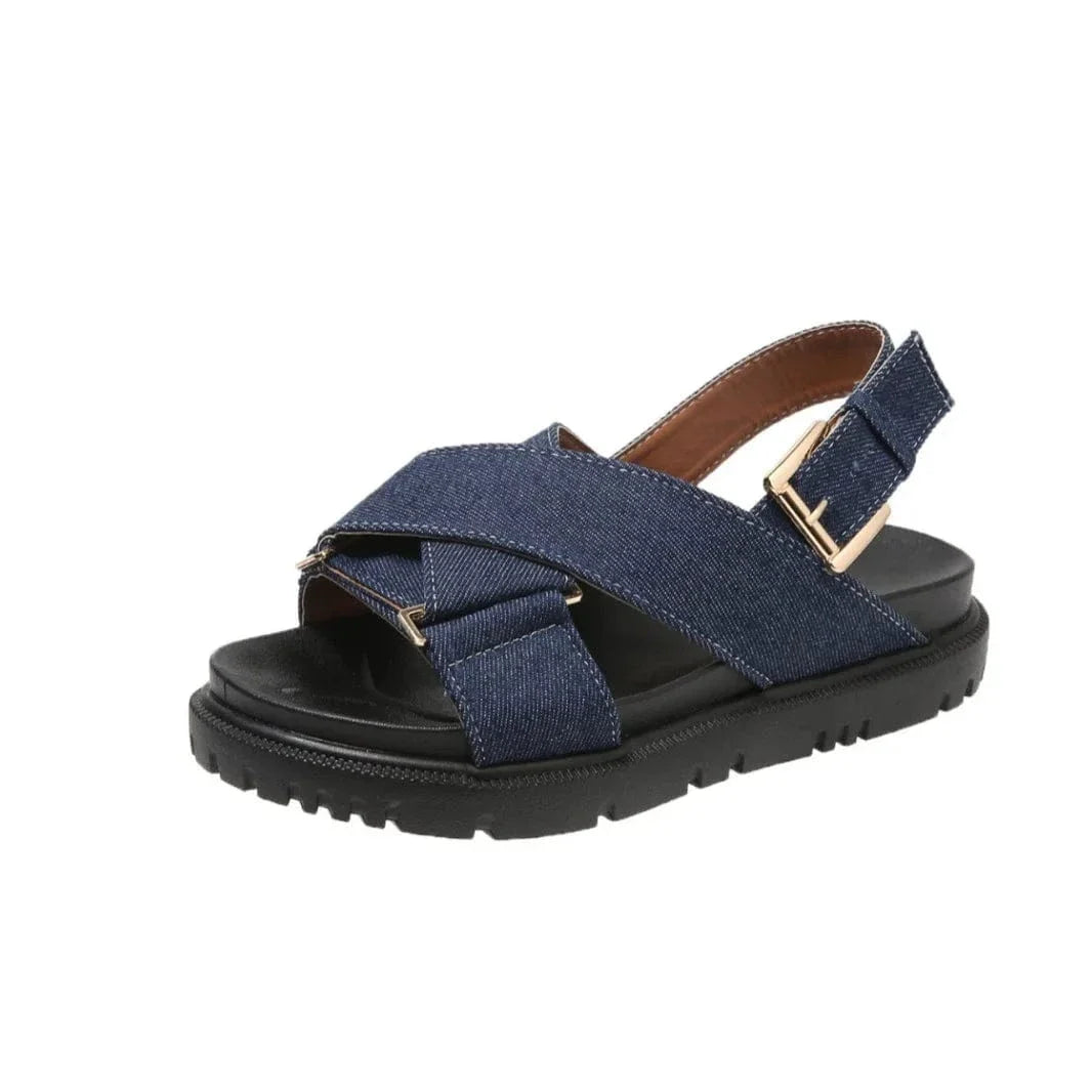 Adjustable Strap Denim Orthopedic Slides for Women