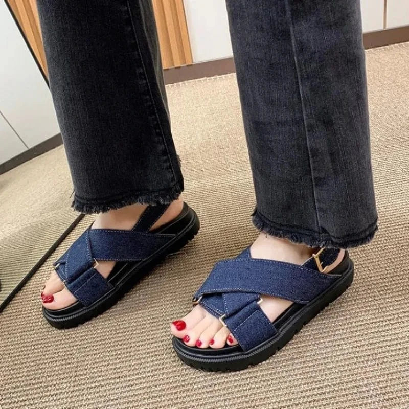 Adjustable Strap Denim Orthopedic Slides for Women – view 2