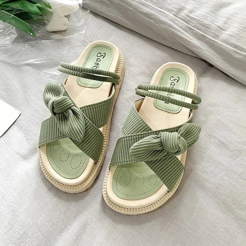 Crossed Fabric Strappy Orthopedic Slides for Women – view 2