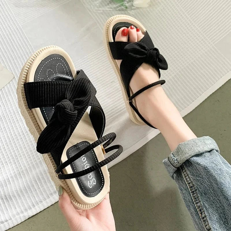 Stretch Fabric Orthopedic Bow Slides for Women – view 2