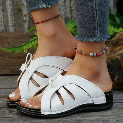 Lace Detail Non Slip Wedge Breathable Orthopedic Slides for Women – view 4