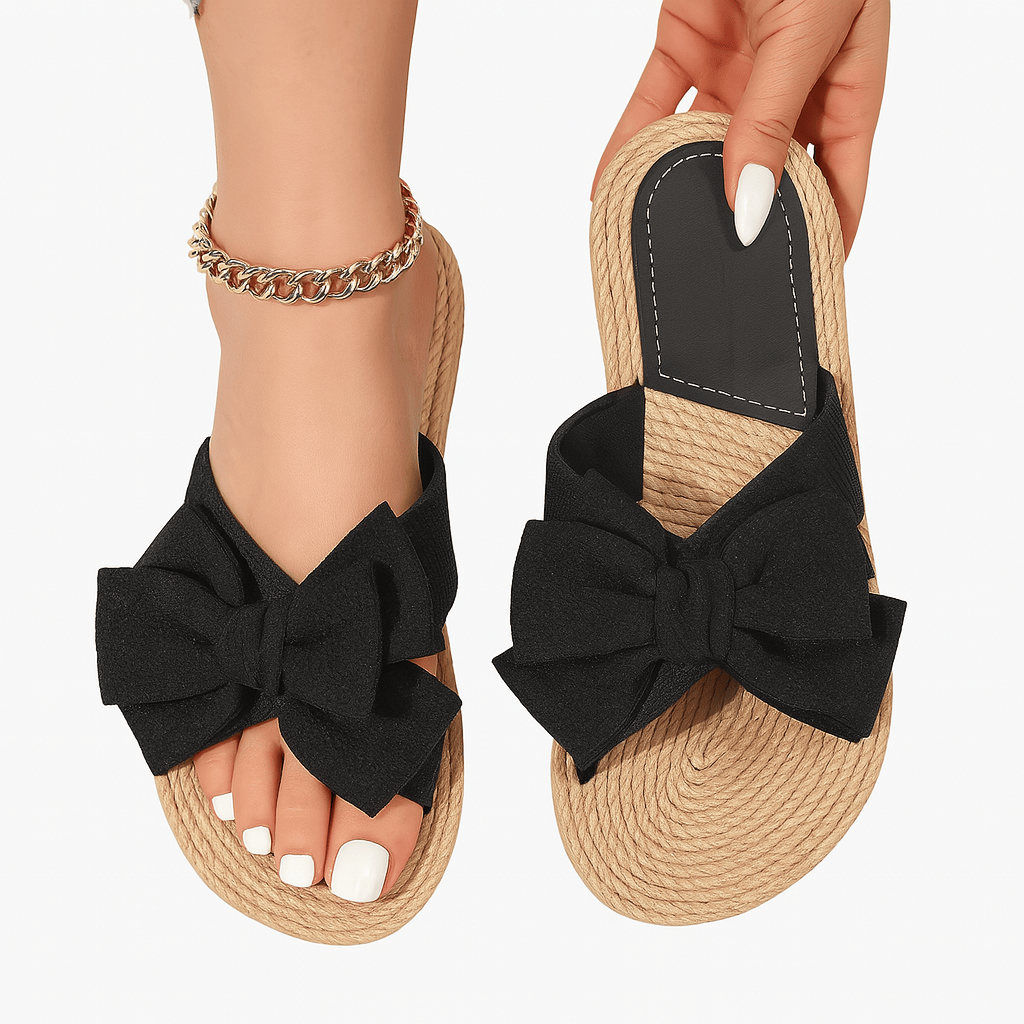 Flat Lightweight Women's Orthopedic Slides with Bow