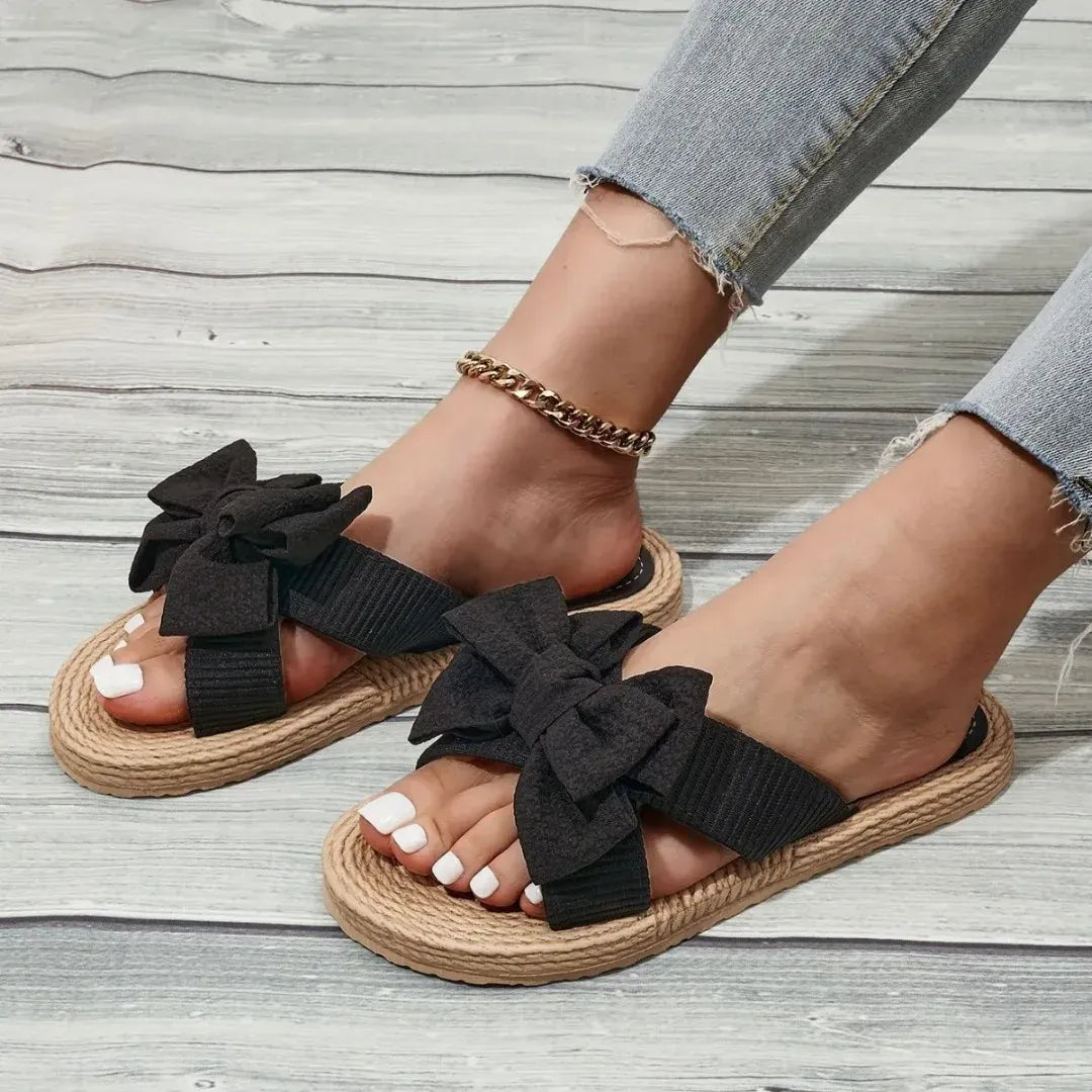 Flat Lightweight Women's Orthopedic Slides with Bow – view 4