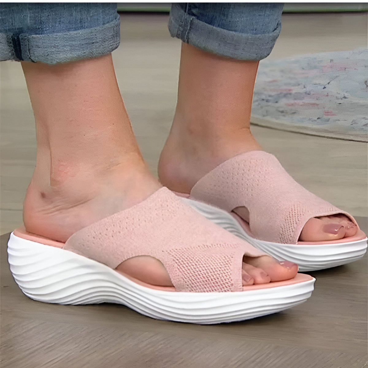 Stretch Fit Pink Orthopedic Slides for Women – view 3