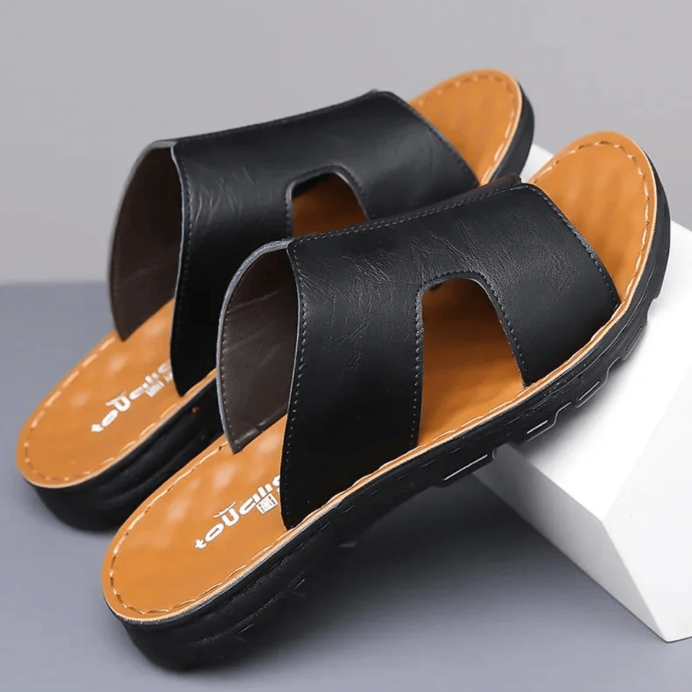 Luxury Look Leather Orthopedic Slides for Men – view 3