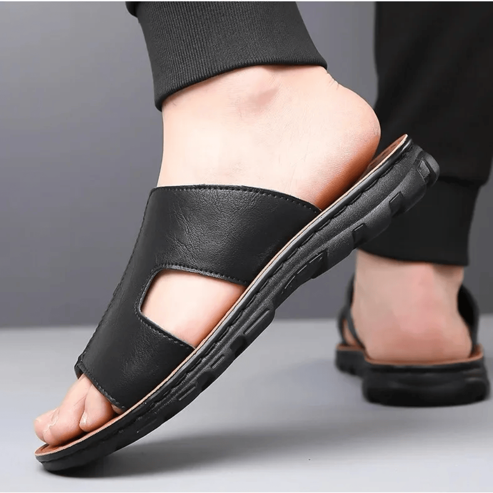 Luxury Look Leather Orthopedic Slides for Men – view 5