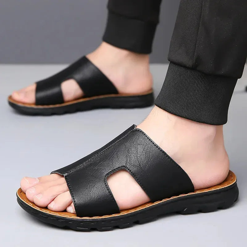 Luxury Look Leather Orthopedic Slides for Men – view 4