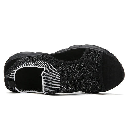 Braided Black Wedge Slides for Knee Pain for Women – view 2