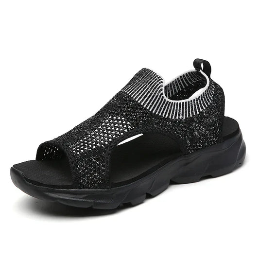 Braided Black Wedge Slides for Knee Pain for Women