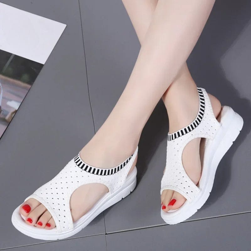 Black and White Elastic Wedge Orthopedic Sandals – view 4