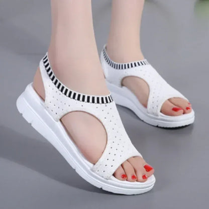 Black and White Elastic Wedge Orthopedic Sandals – view 5