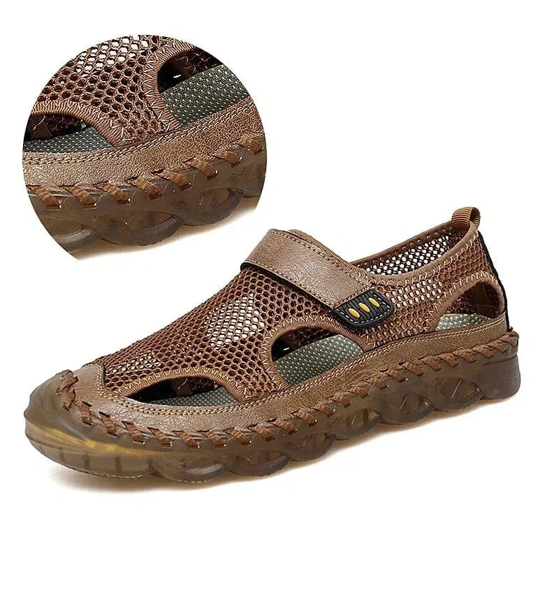 Men's Genuine Leather Slides for Swollen Feet