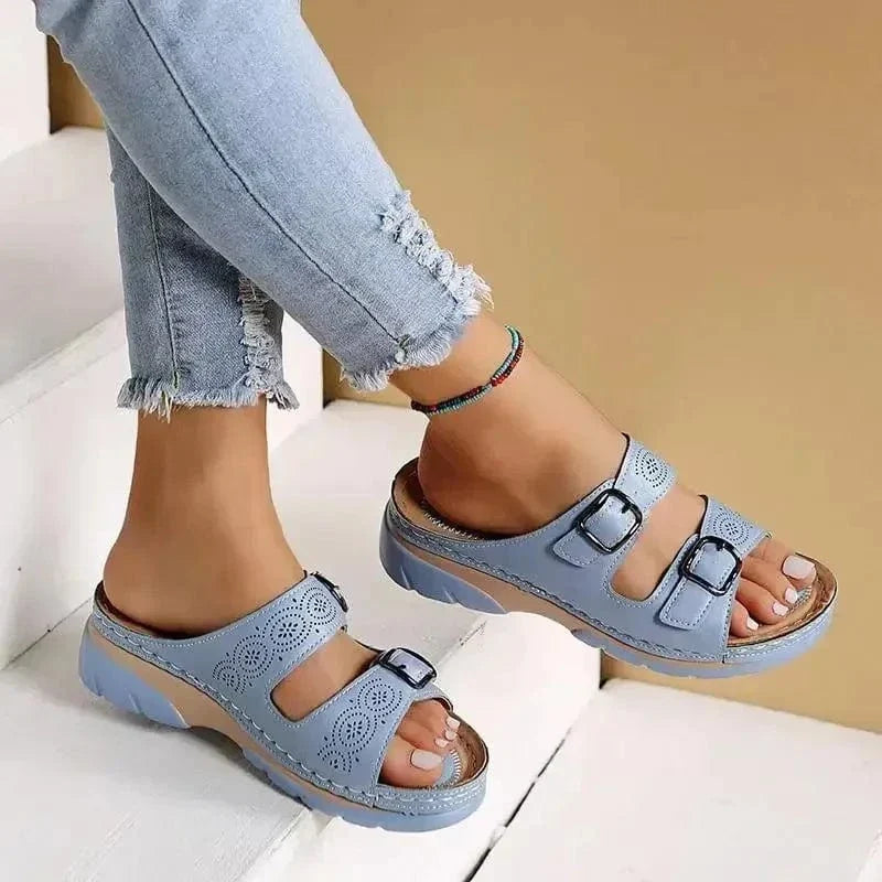 Vintage Buckle Adjustable Orthopedic Slides for Women – view 8