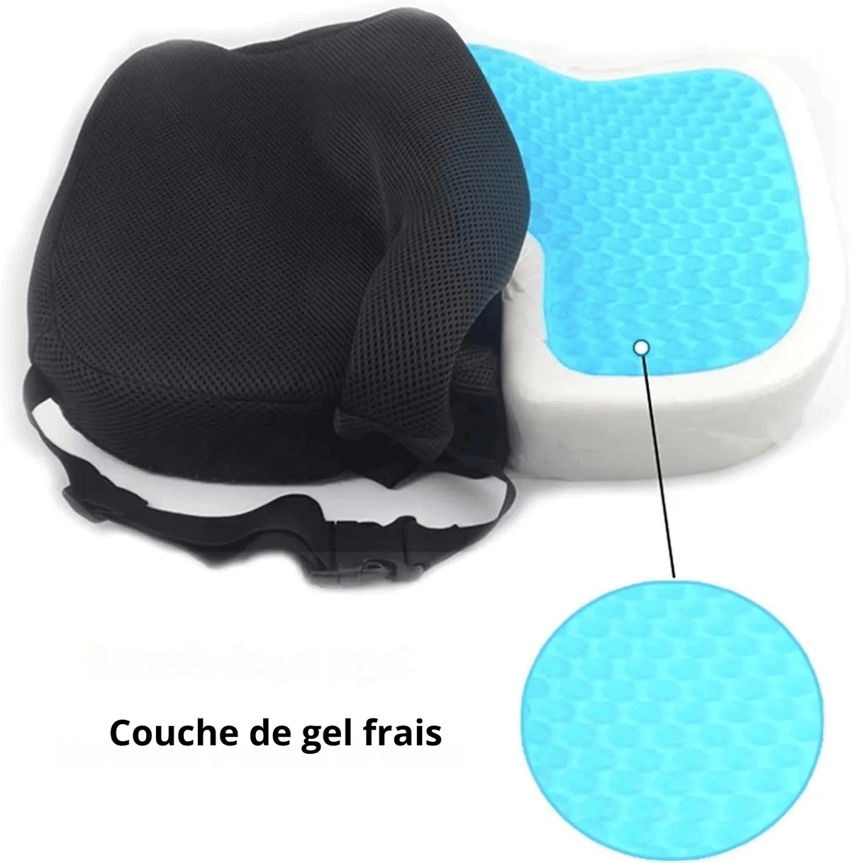 Memory Foam and Gel Coccyx Cushion with U-Cutout – view 3
