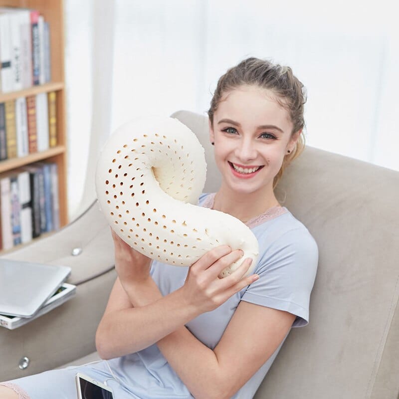 Soft Blue Latex Orthopedic Cushion for Neck Support – view 3