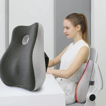Breathable Memory Foam Back Support Cushion with Strap