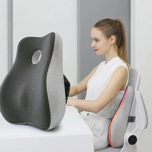 Breathable Memory Foam Back Support Cushion with Strap