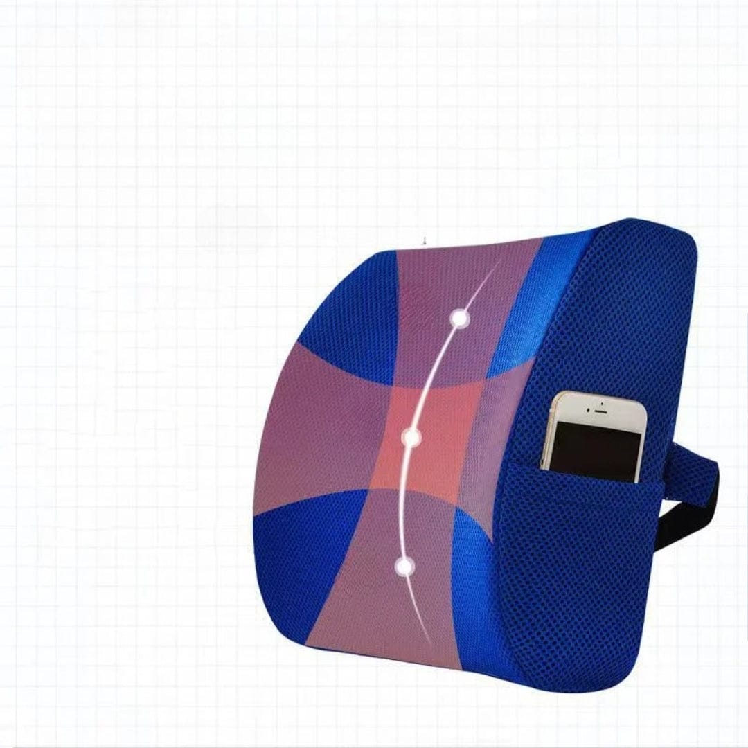 Blue Adjustable Lumbar Support Pillow with Storage Pocket – view 2
