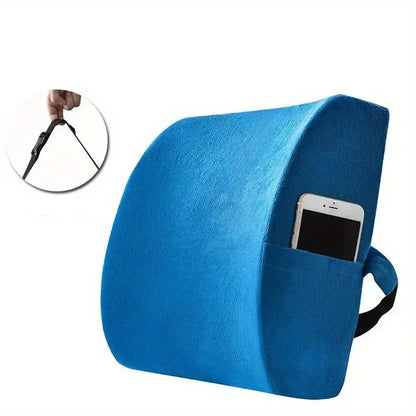 Blue Adjustable Lumbar Support Pillow with Storage Pocket – view 6