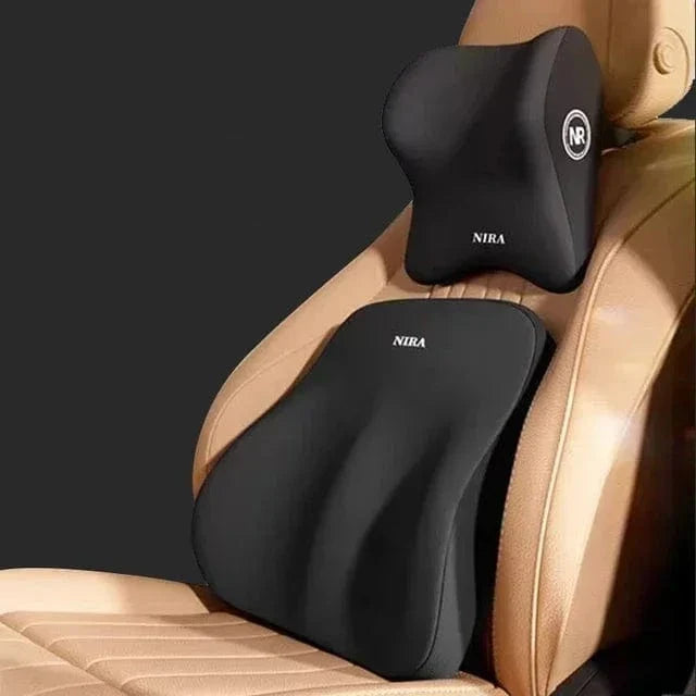 Two-Piece Lumbar Support Pillow for Car with Headrest