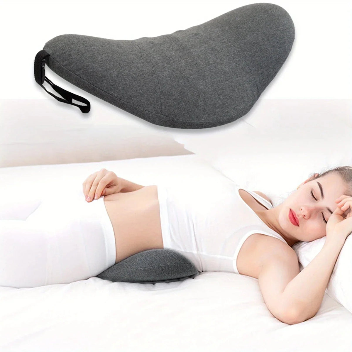 Gray Lumbar Support Pillow with Machine-Washable Cover – view 2