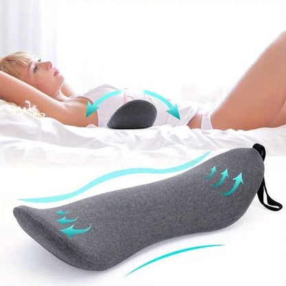 Gray Lumbar Support Pillow with Machine-Washable Cover