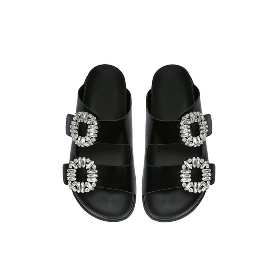Silver Buckle Arch Support Sandals for Women