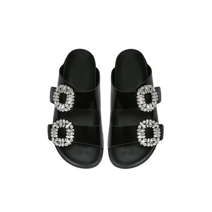 Silver Buckle Arch Support Sandals for Women