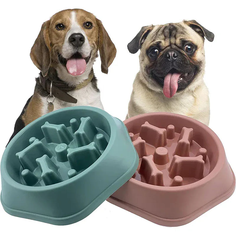 Bone Pattern Non-Slip Slow Feeder Dog Bowl for Digestion – view 3