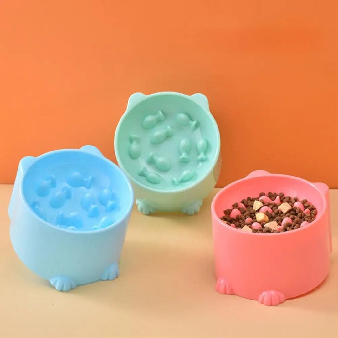 Fish Pattern Slow Feeder Elevated Cat Bowl – view 3