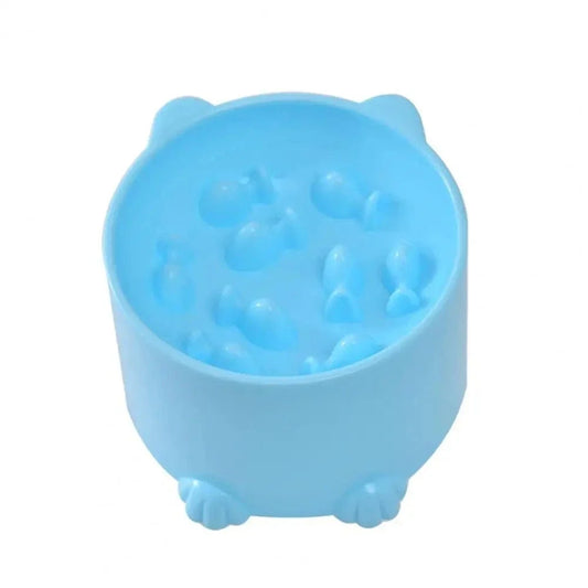 Fish Pattern Slow Feeder Elevated Cat Bowl