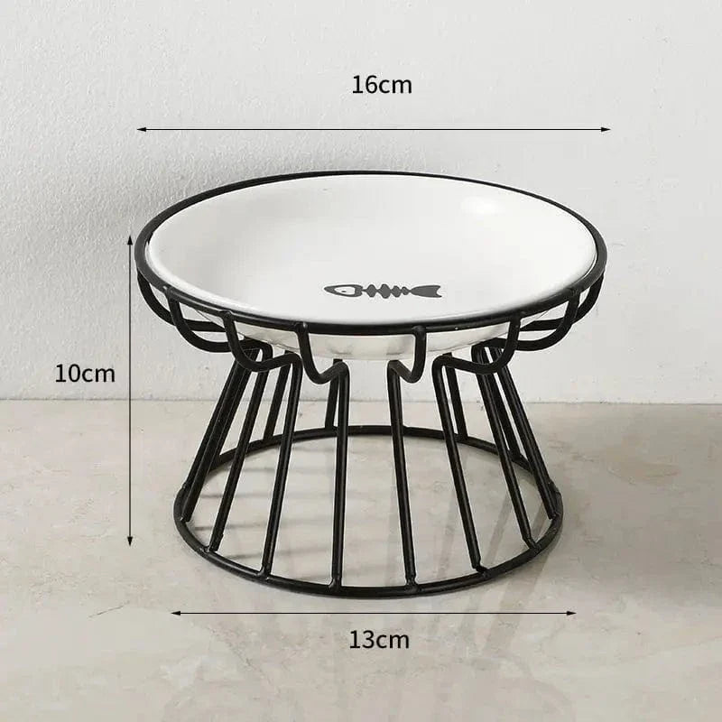 Ceramic Dressy Elevated Cat Bowl with Metal Stand – view 2
