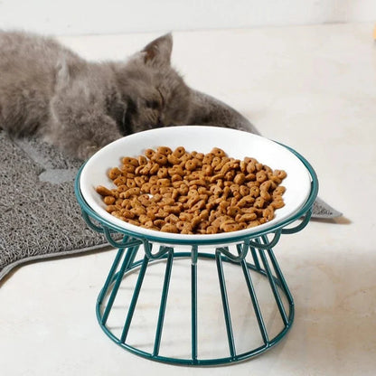 Ceramic Dressy Elevated Cat Bowl with Metal Stand – view 9