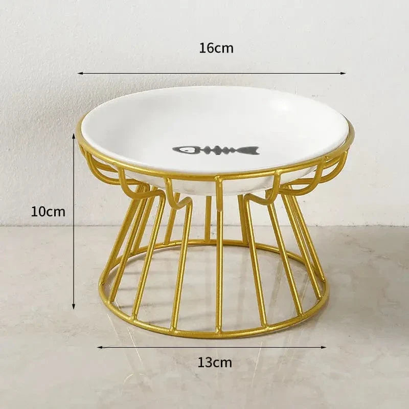 Ceramic Dressy Elevated Cat Bowl with Metal Stand – view 3