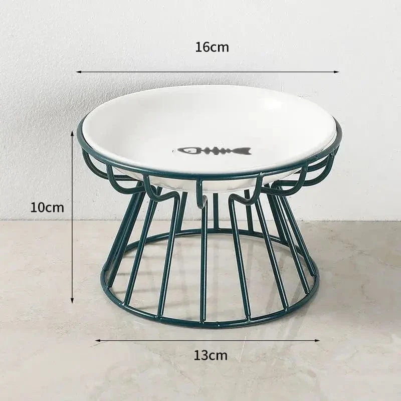 Ceramic Dressy Elevated Cat Bowl with Metal Stand – view 10