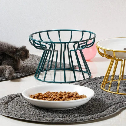 Ceramic Dressy Elevated Cat Bowl with Metal Stand – view 7