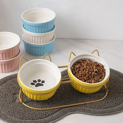 Twin Bowl Metal Elevated Cat Bowl for Better Posture – view 5